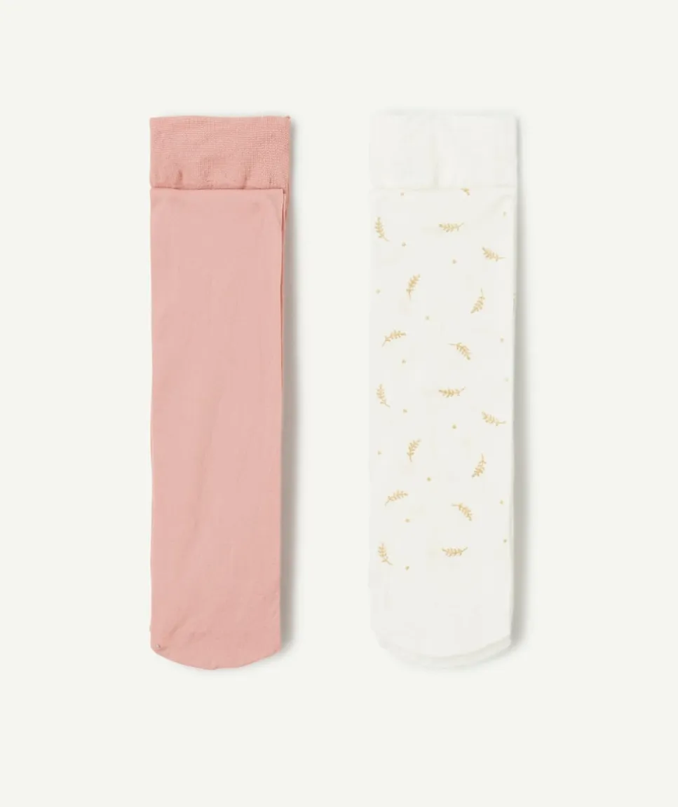 Lot de 2 collants fille motifs et uni