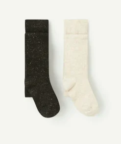 Lot de 2 collants fille noir et écru