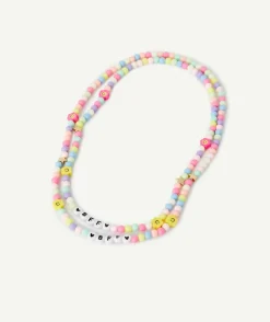 Lot de 2 colliers d'amitié fille avec perles colorées