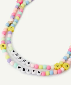 Lot de 2 colliers d'amitié fille avec perles colorées