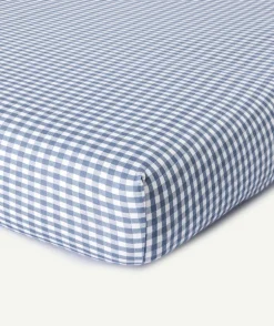 Lot de 2 draps housse bébé garçon imprimé vichy et unis