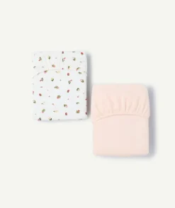 Lot de 2 draps housse coton imprimé floral