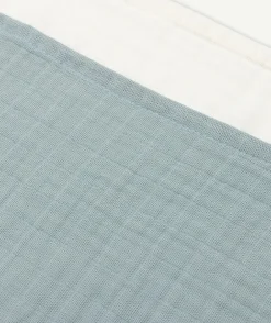 Lot de 4 langes coton blanc et bleu