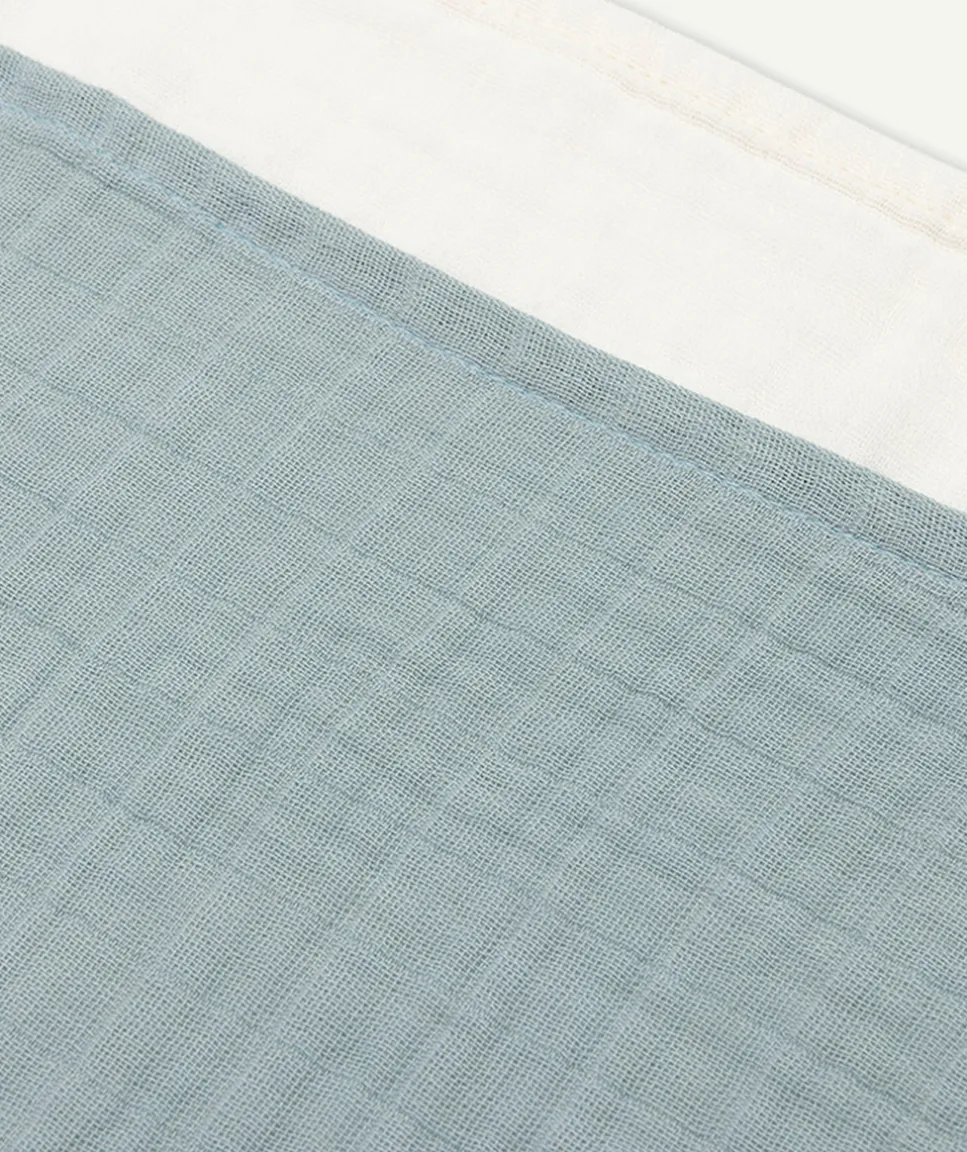 Lot de 4 langes coton blanc et bleu