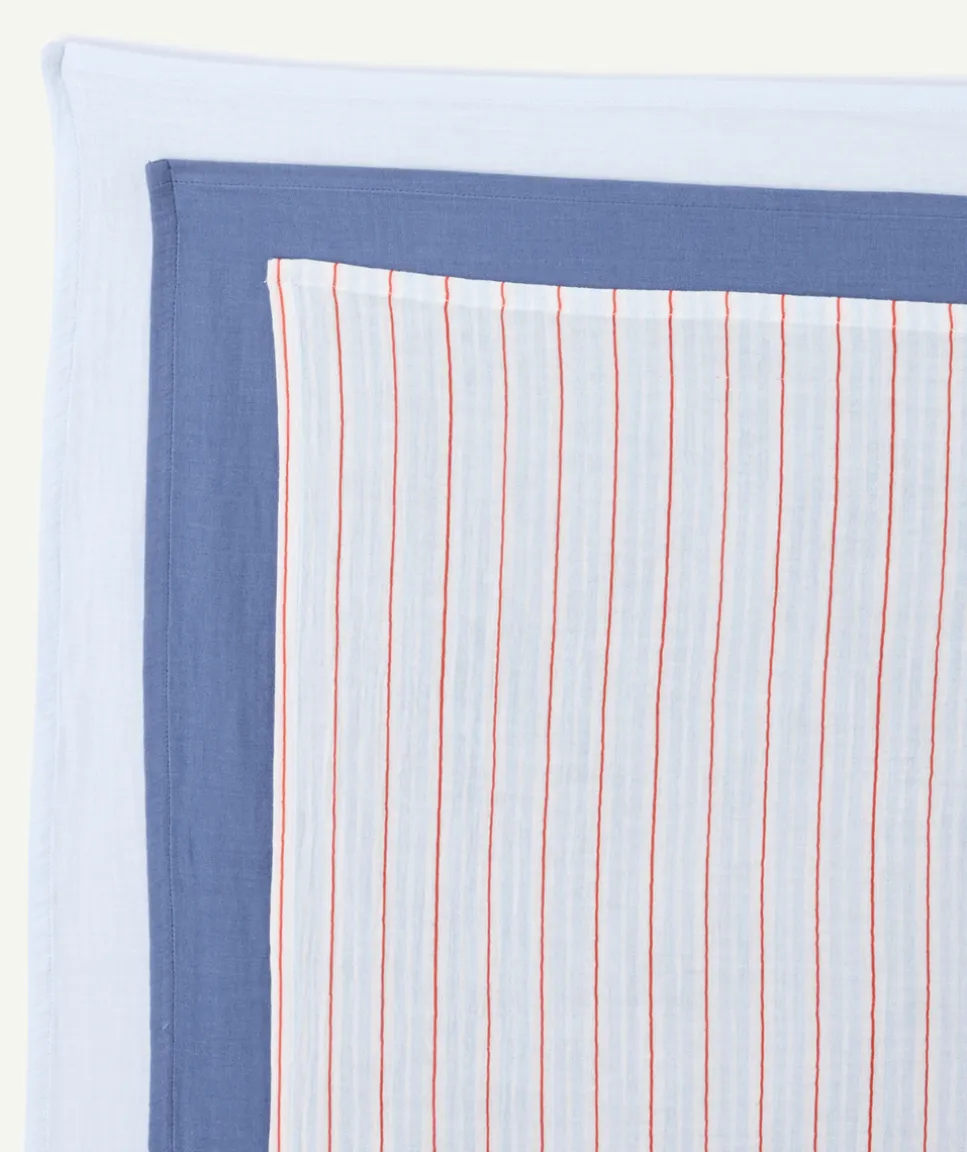 Lot de 3 langes coton rayés et unis