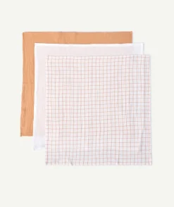 Lot de 3 langes mixte imprimé beige carreaux