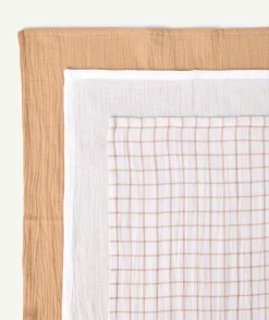 Lot de 3 langes mixte imprimé beige carreaux