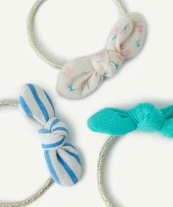 Lot de 3 élastiques bébé fille couleur dorée avec noeuds