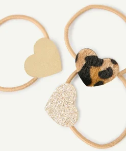 Lot de 3 élastiques cœur fille