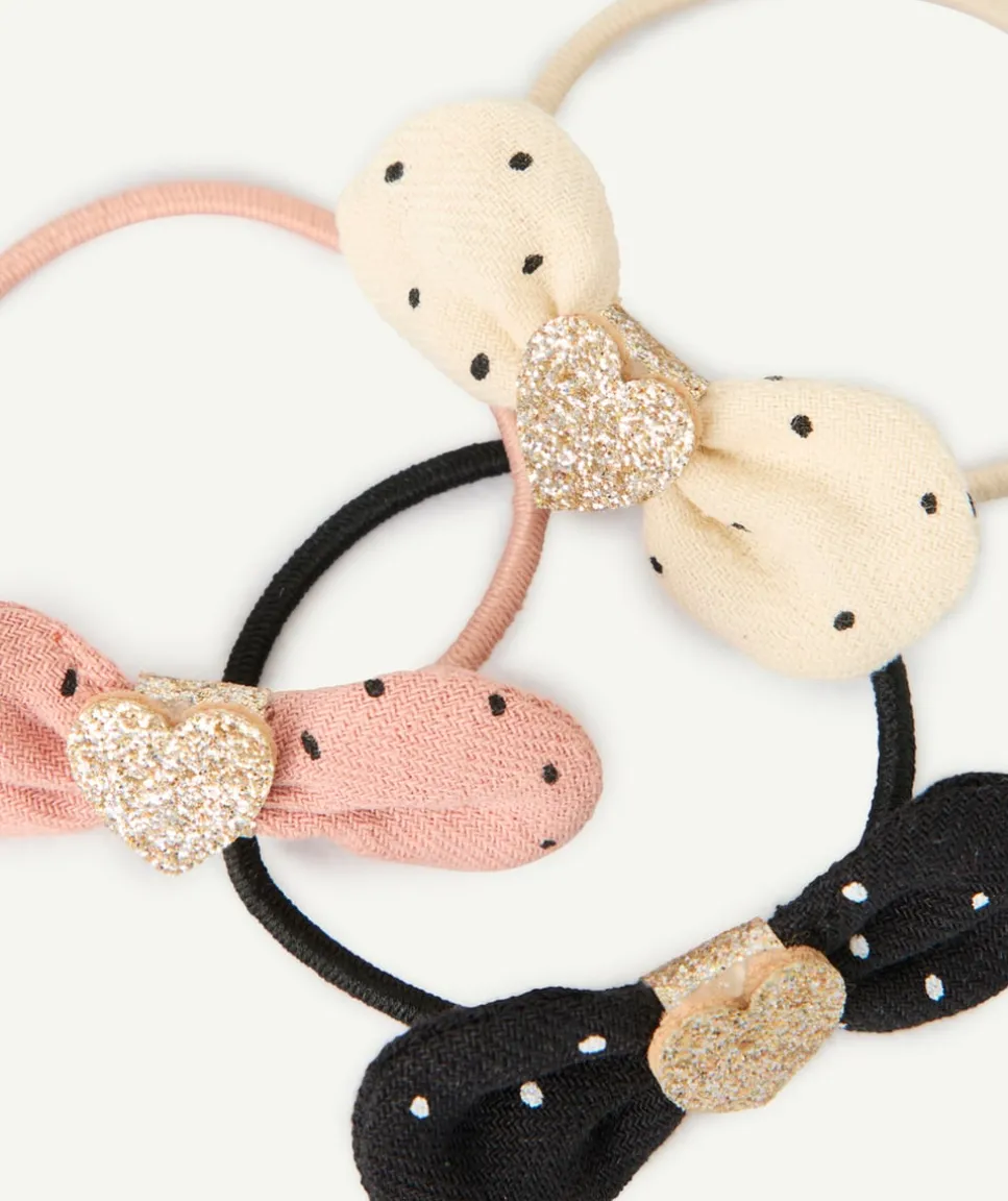Lot de 3 élastiques noeuds à pois bébé fille