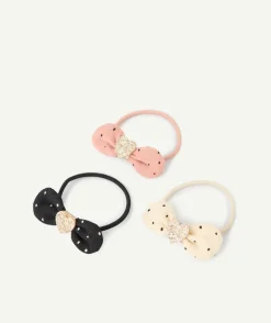 Lot de 3 élastiques noeuds à pois bébé fille
