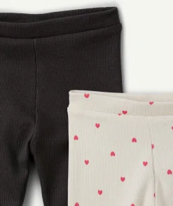 Lot de 2 leggings bébé fille imprimés et unis