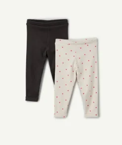 Lot de 2 leggings bébé fille imprimés et unis