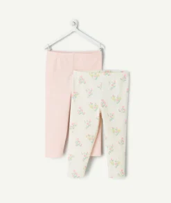 Lot de 2 leggings bébé fille imprimé et rose