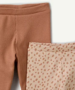 Lot de 2 leggings bébé fille marron imprimé