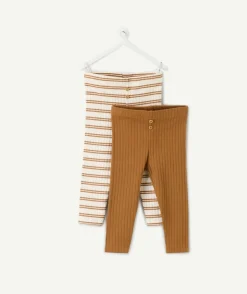 Lot de 2 leggings cotelés bébé garçon camel