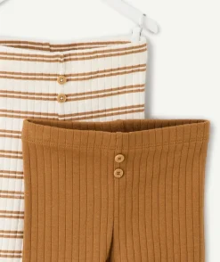 Lot de 2 leggings cotelés bébé garçon camel