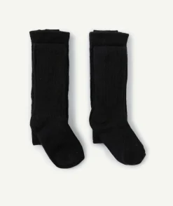 Lot de 2 paires de collant fille en tricot noir