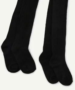 Lot de 2 paires de collant fille en tricot noir