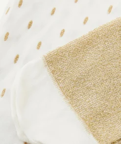Lot de 2 paires de collants bébé fille blanc et couleur dorée avec détails pailletés
