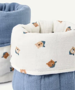 Lot de 2 paniers bébé garçon bleu imprimé ourson