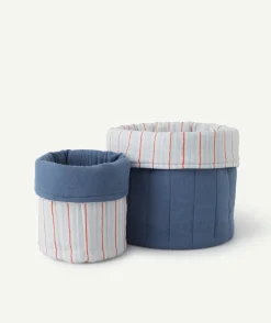 Lot de 2 paniers coton rayé et uni