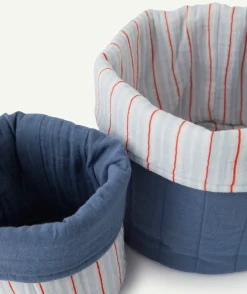 Lot de 2 paniers coton rayé et uni