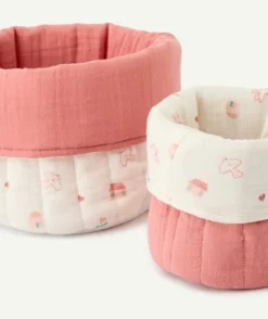 Lot de 2 paniers de rangement bébé fille rose