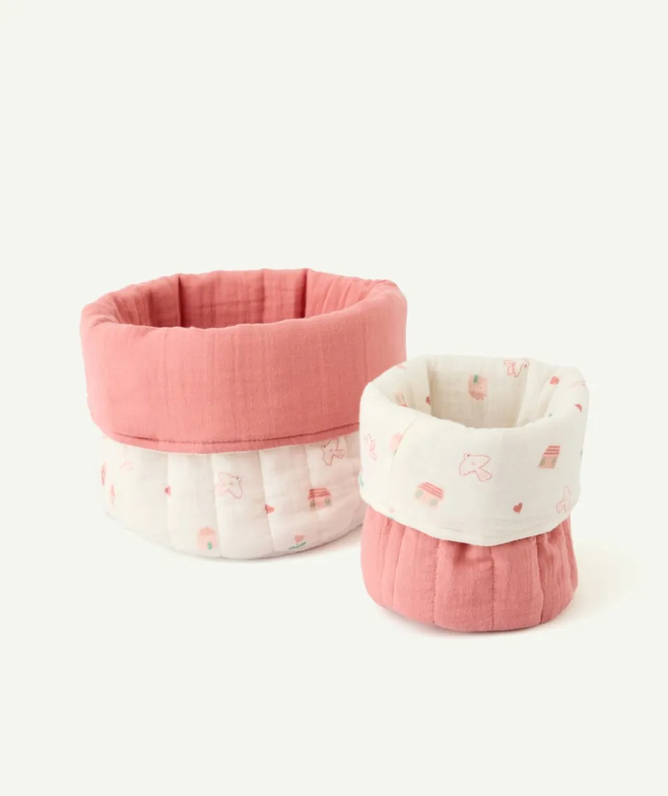 Lot de 2 paniers de rangement bébé fille rose