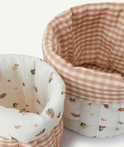 Lot de 2 paniers de rangement en coton imprimé