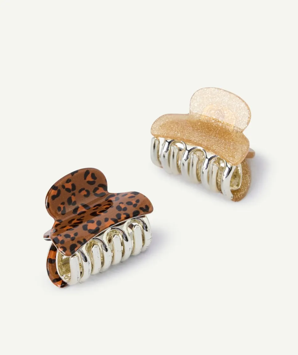Lot de 2 pinces fille pailleté et imprimé léopard