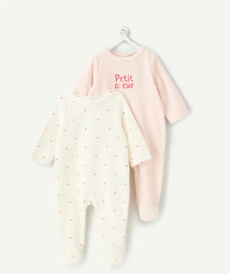Lot de 2 pyjamas chaud effet velours naissance fille imprimé