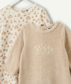 Lot de 2 pyjamas chauds effet velours naissance imprimé forêt