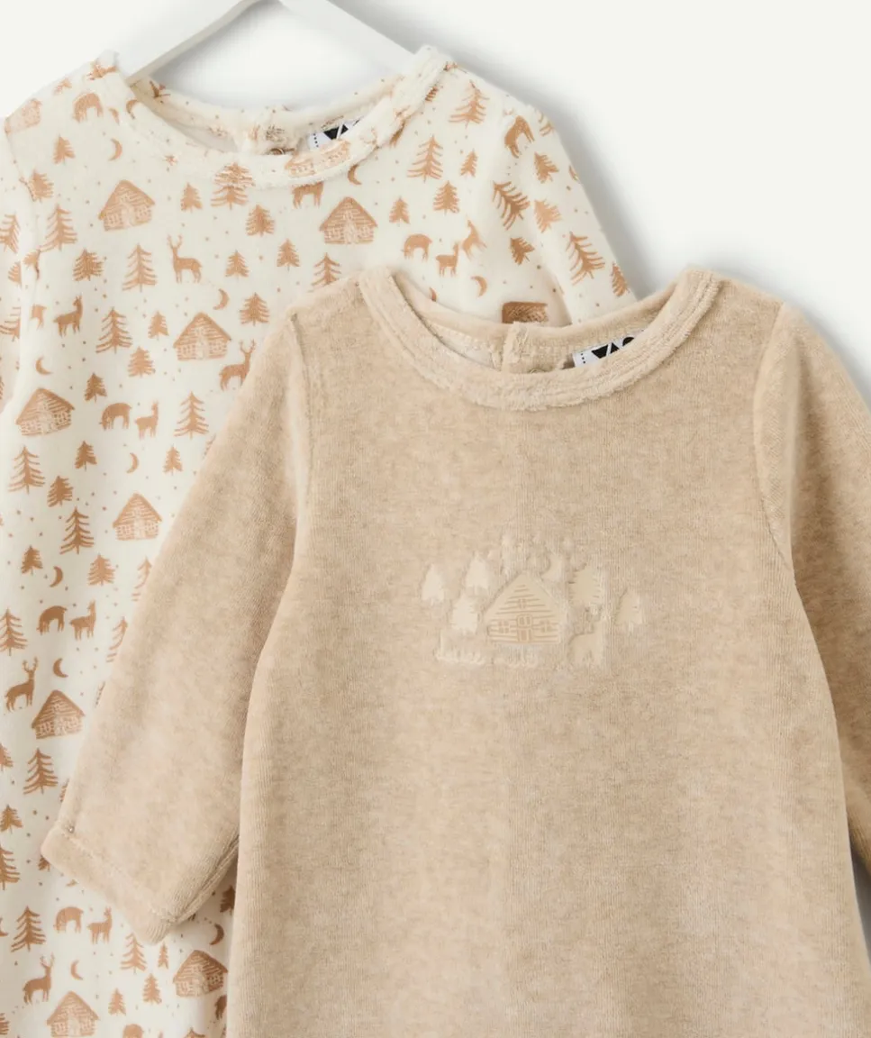 Lot de 2 pyjamas chauds effet velours naissance imprimé forêt