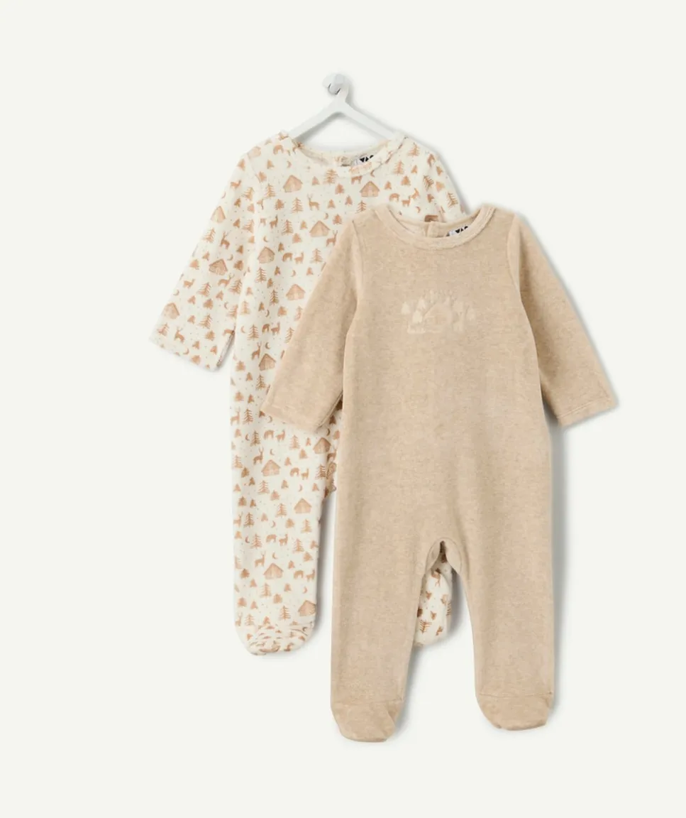 Lot de 2 pyjamas chauds effet velours naissance imprimé forêt