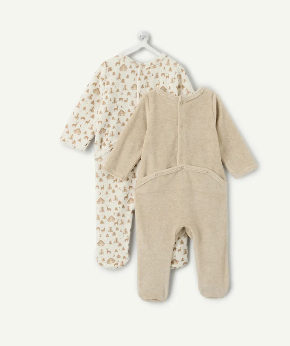 Lot de 2 pyjamas chauds effet velours naissance imprimé forêt
