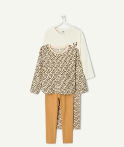 Lot de 2 pyjamas coton fille imprimé léopard