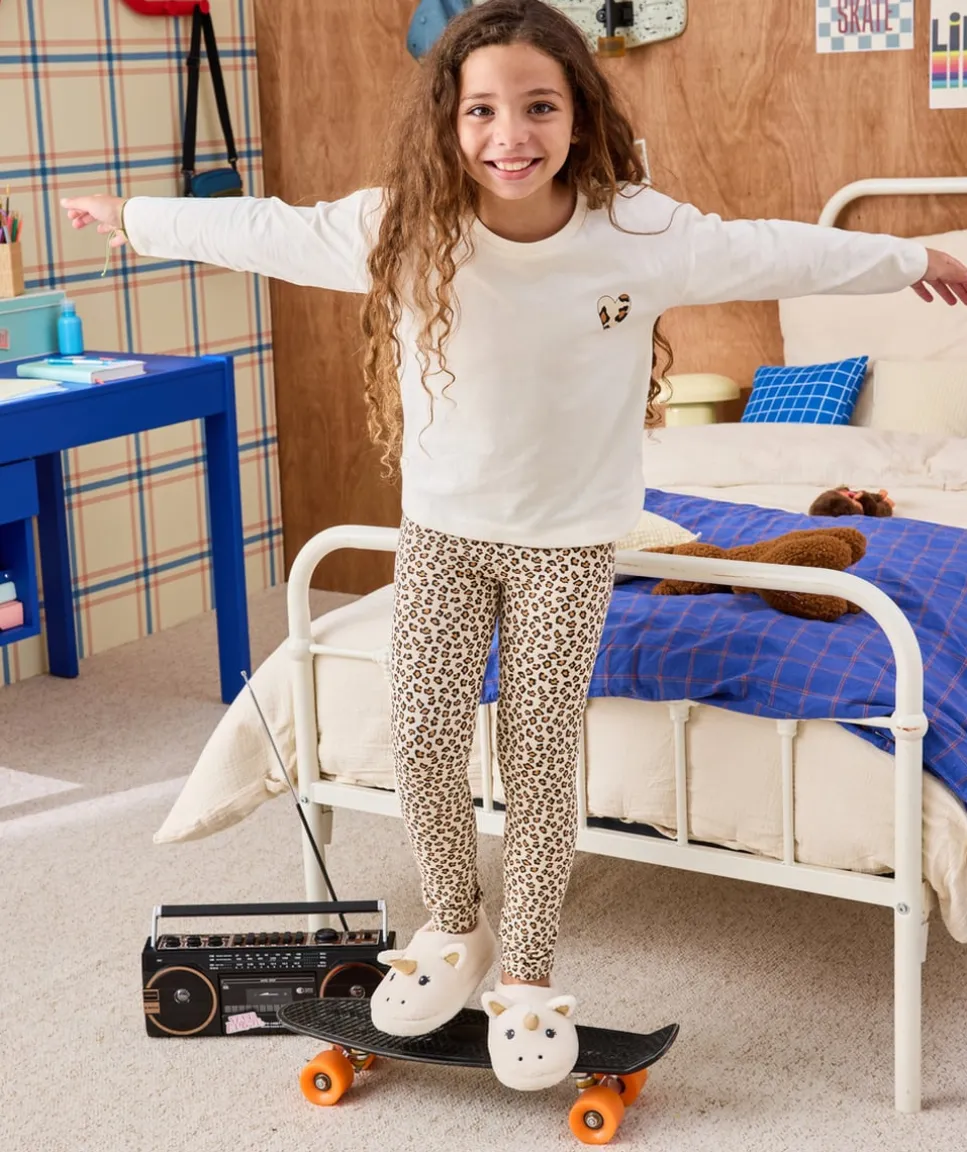 Lot de 2 pyjamas coton fille imprimé léopard