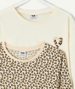 Lot de 2 pyjamas coton fille imprimé léopard