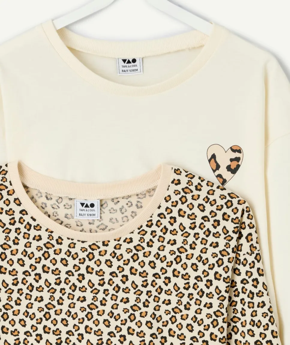 Lot de 2 pyjamas coton fille imprimé léopard