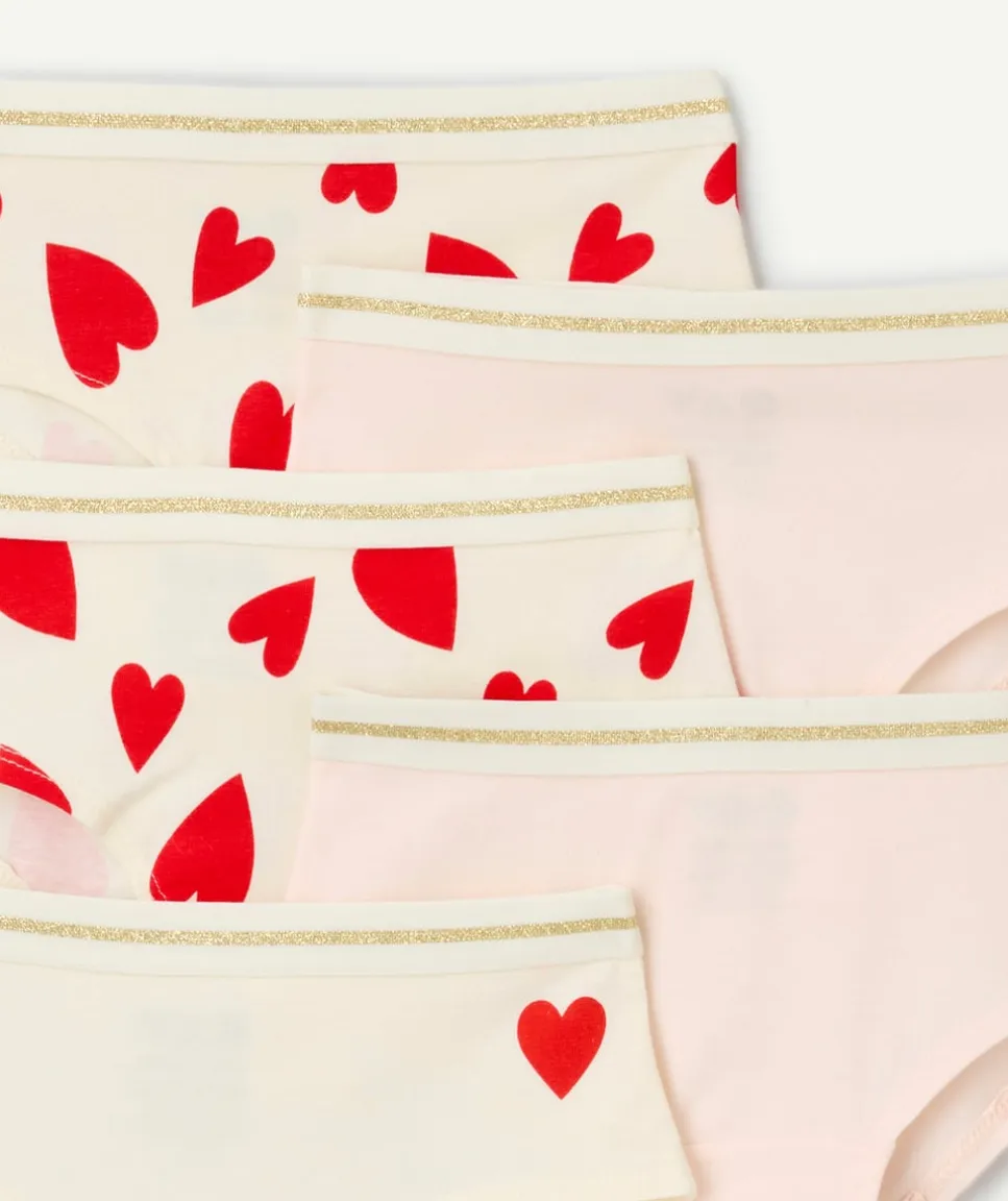 Lot de 5 shorties fille imprimé cœur