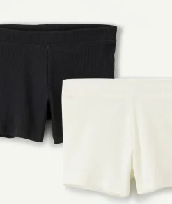 Lot de 2 shorts fille relax noir et blanc