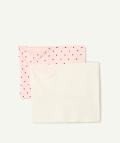 Lot de 2 snoods bébé fille en coton bio écru et rose pâle