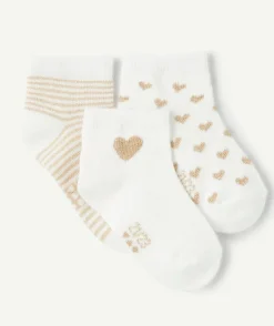Lot de 3 socquettes bébé fille à motifs