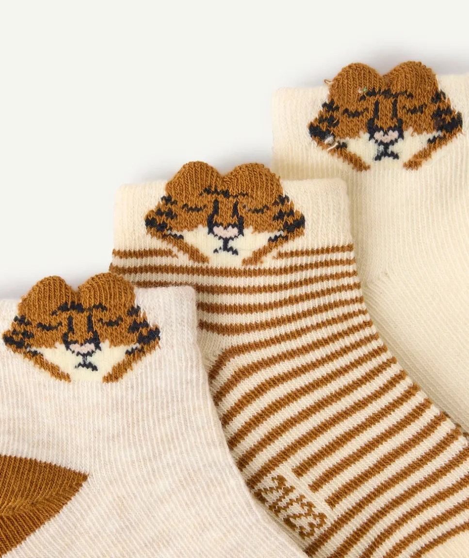 Lot de 3 socquettes bébé garçon motifs lions