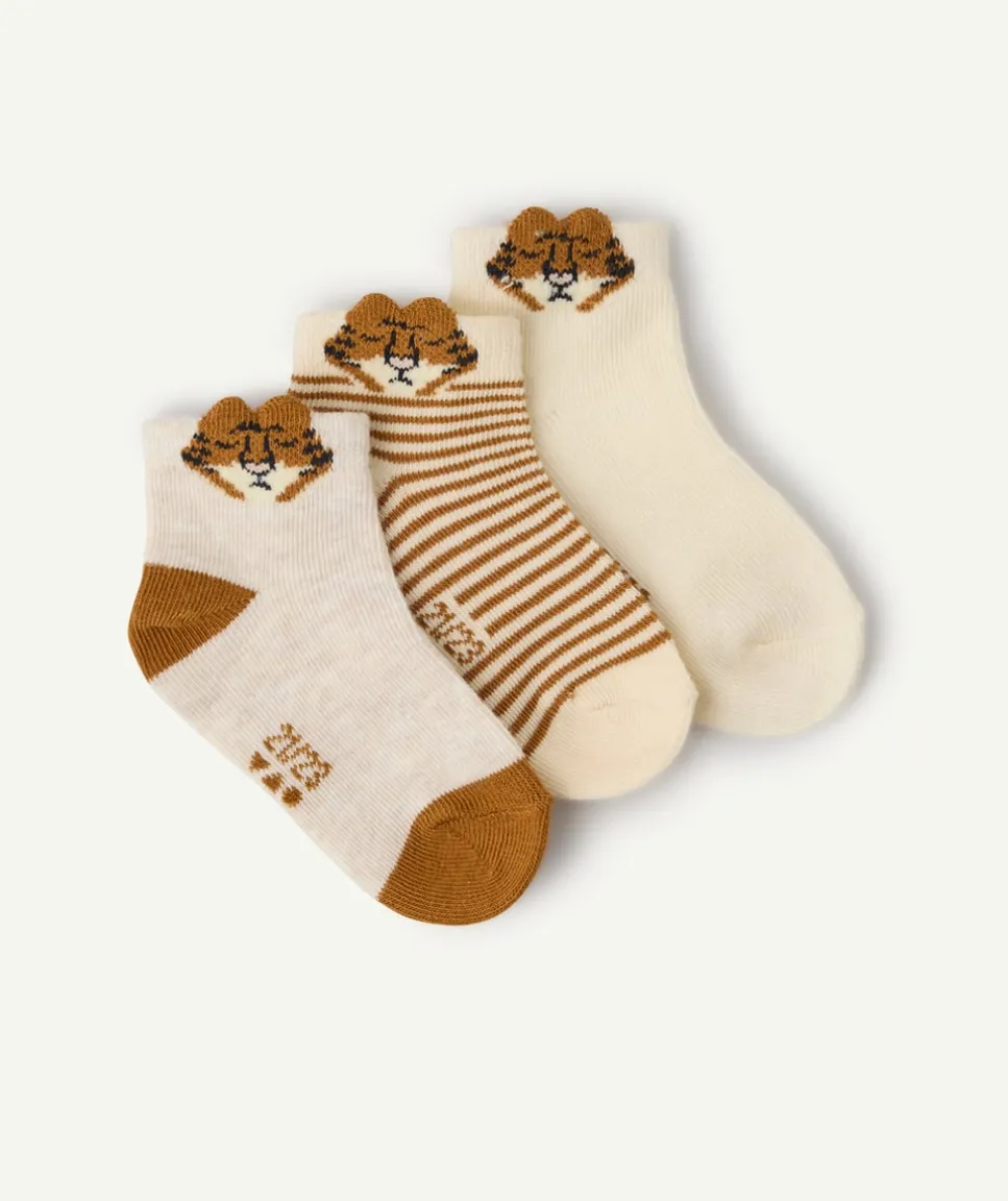 Lot de 3 socquettes bébé garçon motifs lions