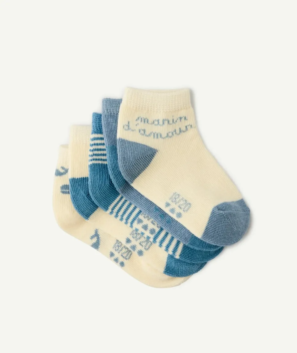 Lot de 5 socquettes bébé garçon motifs bleus