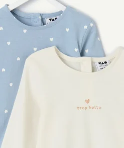 Lot de 2 t-shirts bébé fille imprimés coeurs