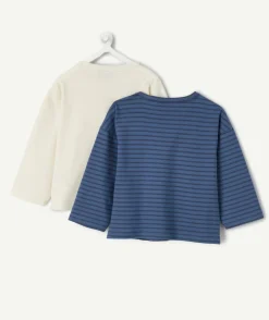 Lot de 2 t-shirts bébé garçon rayé et uni