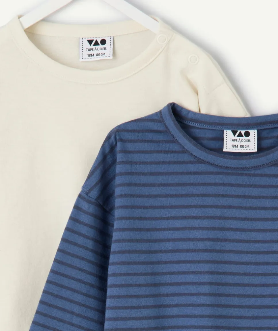 Lot de 2 t-shirts bébé garçon rayé et uni